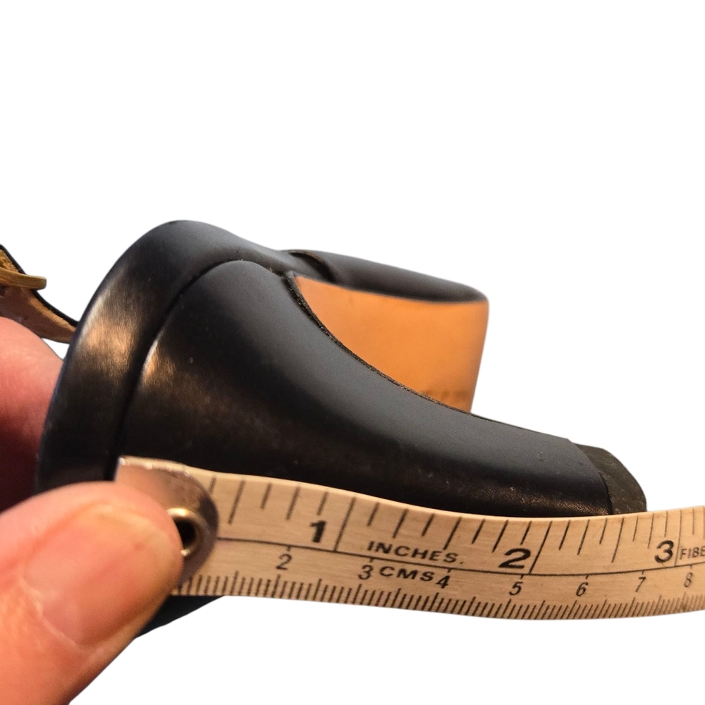 Vintage Salvatorre Ferragamo Blue W/Black Patent Leather Toe Heels Size 8.5C - Picture 5 of 10